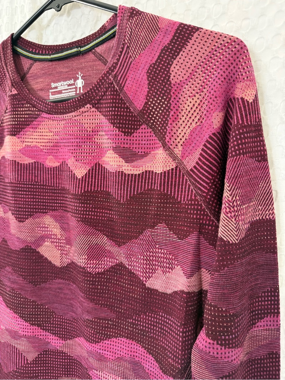 Smartwool Merino 250 Pattern Crew Pink Burgundy 100% Wool Women’s - Picture 4 of 7